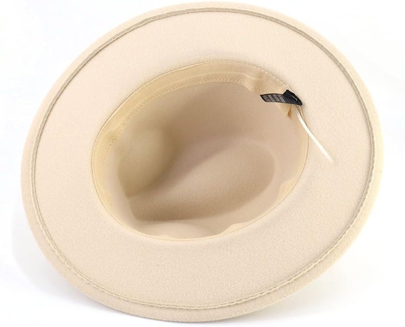 CCAKXCJJ Fedora Hats for Men Women Felt Jazz Hat Wide Brim Panama Hat with Belt Buckle - Image 4